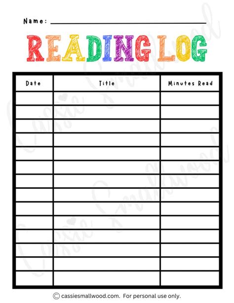 17 Cute Reading Logs Free Printable Cassie Smallwood Reading Log