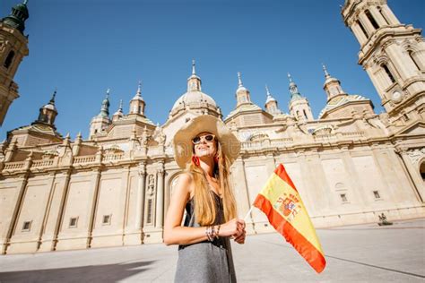 Woman Traveling In Zaragoza City Spain Stock Photo Image Of Religion