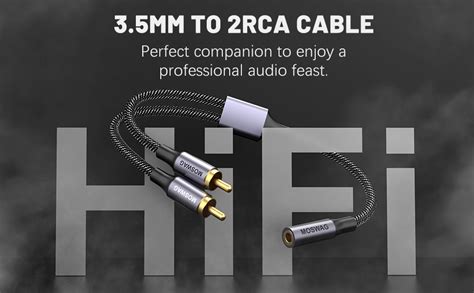 MOSWAG 3 5mm To RCA Cable 25CM 3 5mm Female To 2RCA Male Stereo Audio