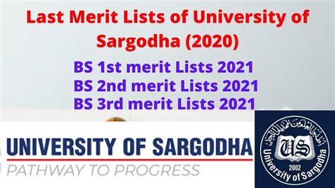 Closing Merit List Of BS Programs University Of Sargodha UOS Merit