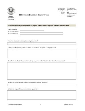 Fillable Online It Standard Exception Request Form Rev Docx Fax Email