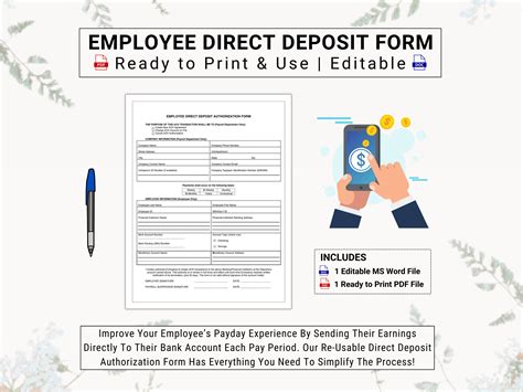 Employee Direct Deposit Authorization Template Save Time Etsy Canada