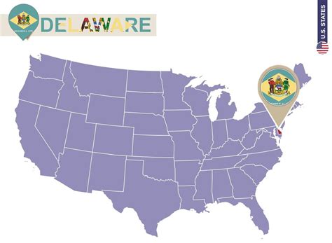 Delaware State on USA Map. Delaware flag and map. 7411678 Vector Art at Vecteezy