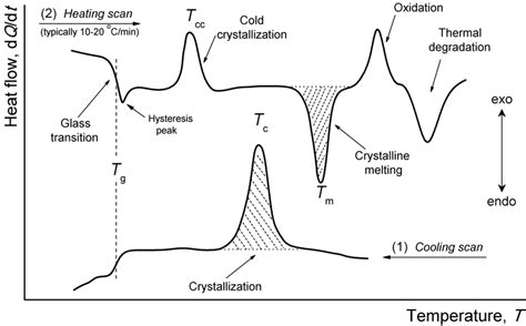 Schematic Cooling And Heating Dsc Curves Showing A Range Of