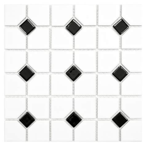 Somertile 115x115 Inch Cambridge Matte White With Black Dot Porcelain