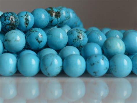 Bright Blue Turquoise Color Gemstone Magnesite Beads Round Etsy