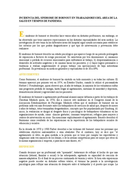 Sindrome de Burnout | PDF | Burnout ocupacional | Estrés (biología) 