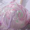 Sheer Mesh Sexy Lingerie Bra Set With Embroidered Flowers