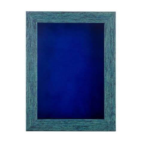 Rustic Blue Wood Shadow Box Frame With Acrylic Front Royal Blue Suede Backing 30 Sizes 5x