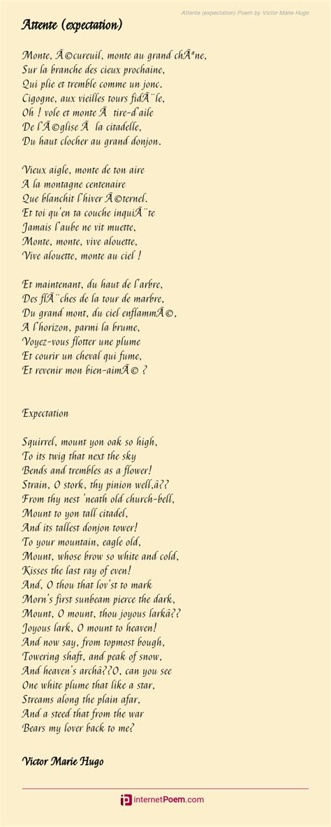 Attente Expectation Poem By Victor Marie Hugo