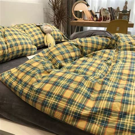 Funda De Cama Funda De Edredón Ins Nórdico Amarillo Pequeño Celosía