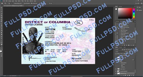 Download Usa Washington Dc District Of Columbia Driver License Psd File