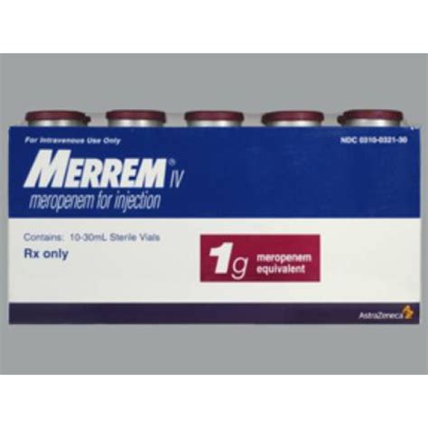 Merrem Antibiotic Meropenem 1 Gram 30 Ml Injection Vial 30 Ml