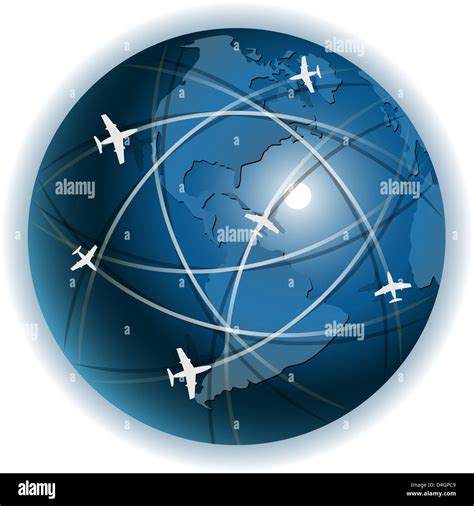 Illustration Plane On Blue Globe On White Background Stock Photo Alamy