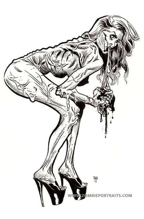 Pin Up Zombie Girls Drawings Pin Up Zombie Girls Bent Over Blood