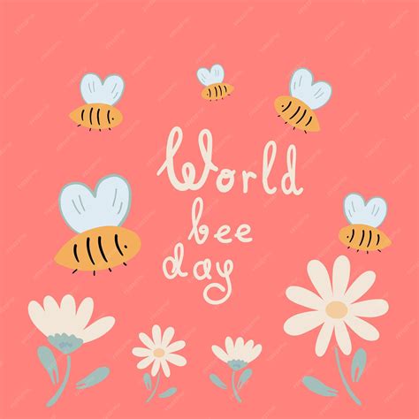 Poster De Diseño Plano De Las Abejas Los Insectos Y Las Flores Del Día Mundial De Las Abejas