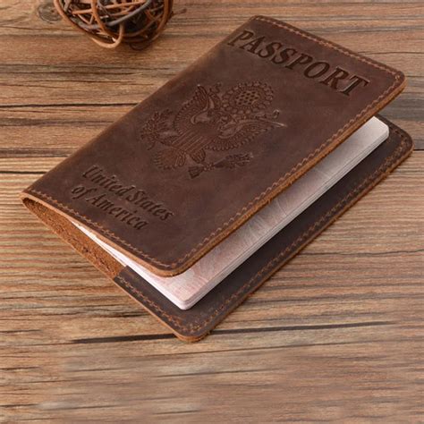 Vintage Genuine Leather Passport Holder Usa Travel Wallet Top Cow Leather Case For Passport