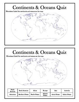 World Map Continents And Oceans Quiz