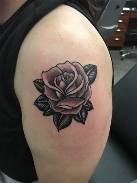 Traditional Rose Tattoo Black And Grey