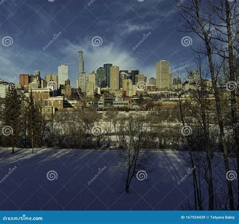 Panoramic View Of Downtown Edmonton Stock Image Image Of Downtown