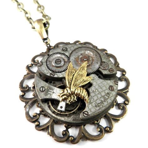 Steampunk Necklace Victorian Honey Bee Statement Necklace