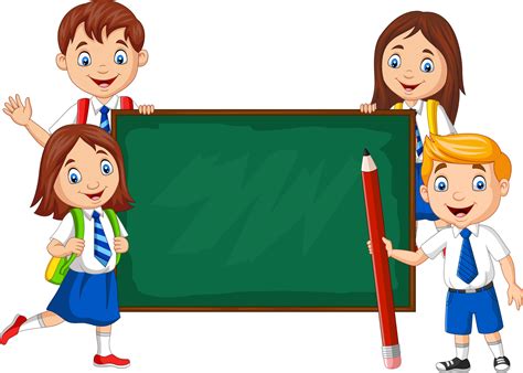 Cartoon School Children With Chalkboard 8733467 Vector Art At Vecteezy
