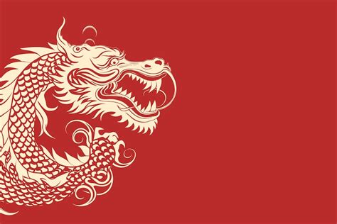 Premium Vector Vector Gold Chinese Dragon Sticker Label Red Background