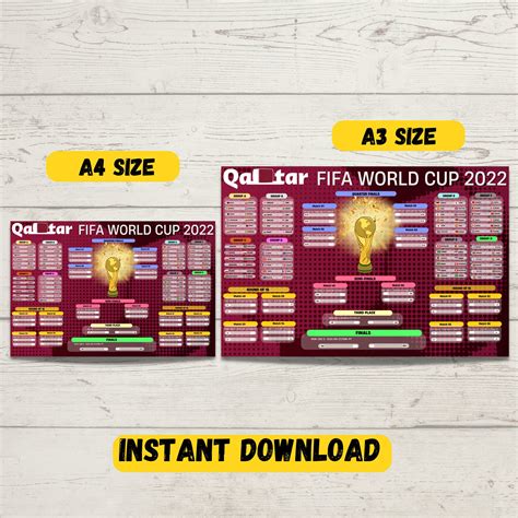 Printable Fifa 2022 Qatar World Cup Wall Chart Instant Etsy Canada