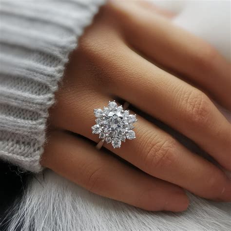 Snowflake Ring Engagement Ring Gold Ring Bridal Ring Etsy