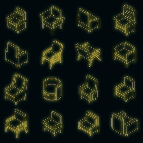 Premium Vector Armchair Icons Set Vector Neon