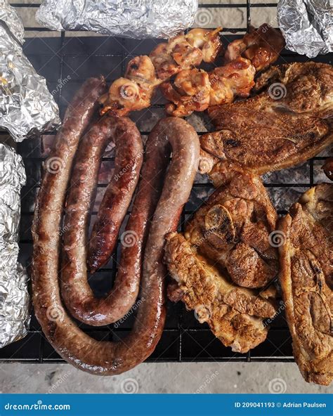 Braai Meat Including Lamb Chops And Boerewors Stock Photography