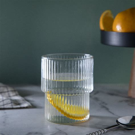 Ribbed Glass Carafe Standard Set Of 2 Premium Glassware And Drinkware