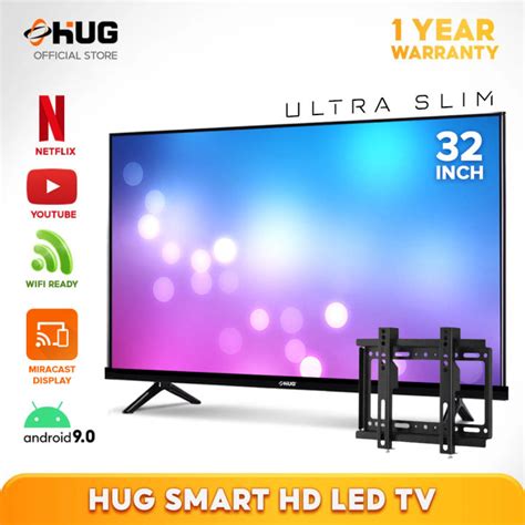 HUG 32 Inches Ultra Slim Bezel Smart High Definition LED TV Flat Screen