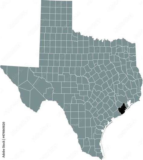 Black Highlighted Location Map Of The Brazoria County Inside Gray