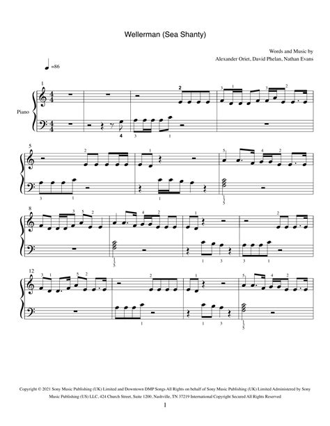 Wellerman Arr Joanna Vasanth By Nathan Evans Sheet Music For Piano