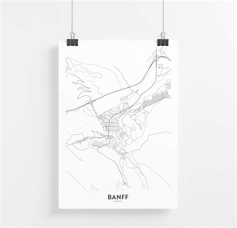 Banff Canada Map Print City Map Wall Art Banff Map Travel Etsy