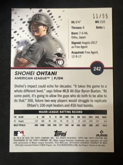 Topps R Fracteur Violet Vierge Shohei Ohtani Angels