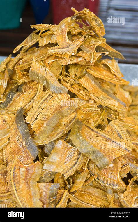 Fried Fish Bones For Sale At Food Stall Bangkok Thailand They Are