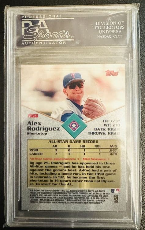 Topps Finest All Stars Fas Alex Rodriguez Psa Mint Ebay