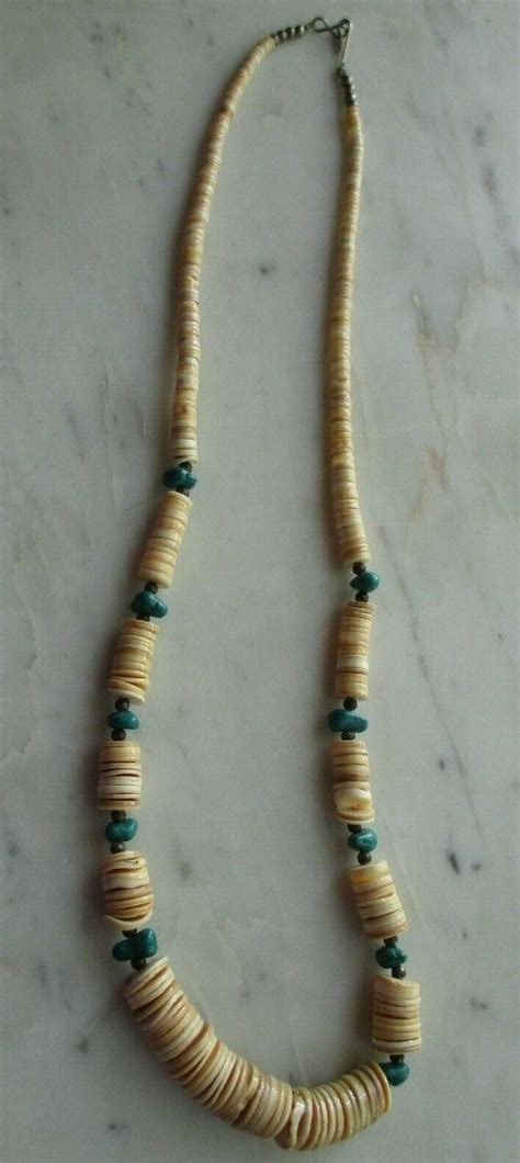 Turquoise Necklace Native American Navajo Shell Heshi Gem