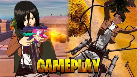 Gameplay Nueva Skin Mikasa Y Levi Con Equipo De Maniobras Tridimensionales En Fortnite Youtube