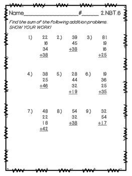 Nbt Adding Up To Four Numbers By Kate S Korner Tpt