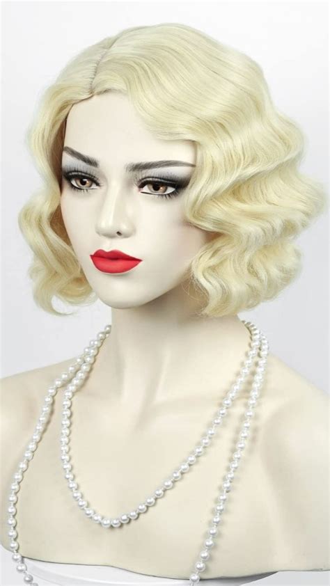 Finger Wave Wig Women Blonde Flapper 1920s Vintage Wig Lady Short Curly