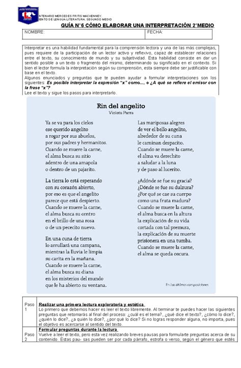 GuÍa N°6 Lenguaje 2° Medio Departamento De Lengua Literatura