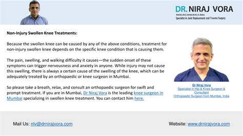 PPT - Swollen Knee Causes and Treatment | Dr Niraj Vora PowerPoint Presentation - ID:12683195