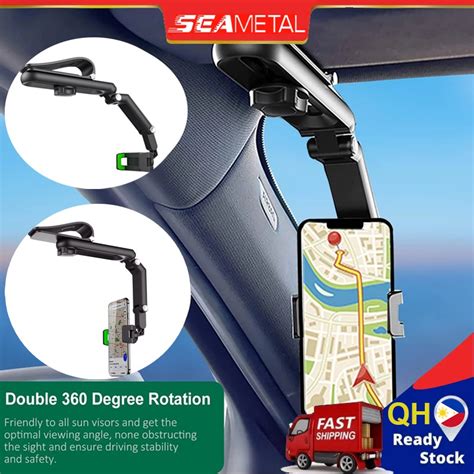 Seametal Car Phone Holder Sun Visor Cellphone Mount Heavy Duty Cp Stand