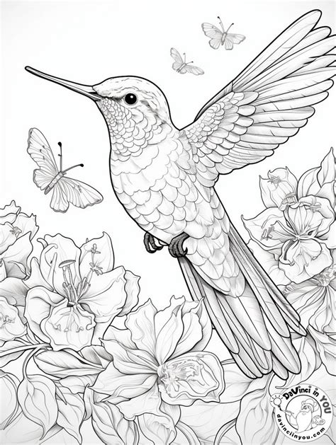 20 Free Printable Coloring Pages Humming Bird And Flowers Color By