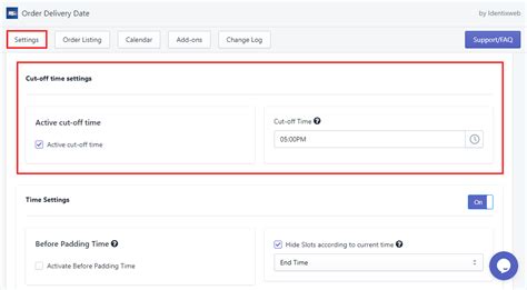 set cut  time identixweb