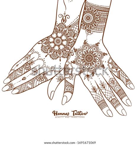 Female Hands Traditional Indian Henna Tattoo Stock Vector Royalty Free