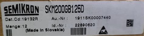 A Semikron Skm Gb D Ultra Fast Igbt Modules For Ups V At